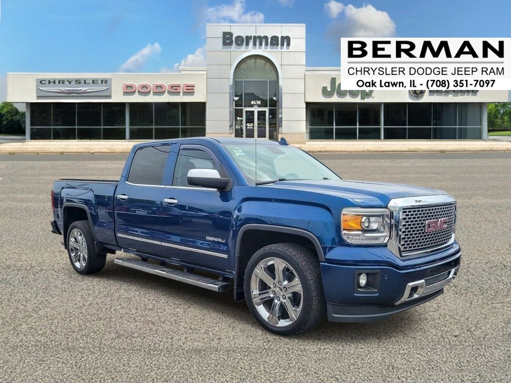 Blue 2015 GMC Sierra 1500 Denali Crew Cab 4WD Pickup Truck Four-Wheel Drive 8-Speed Automatic Overdrive