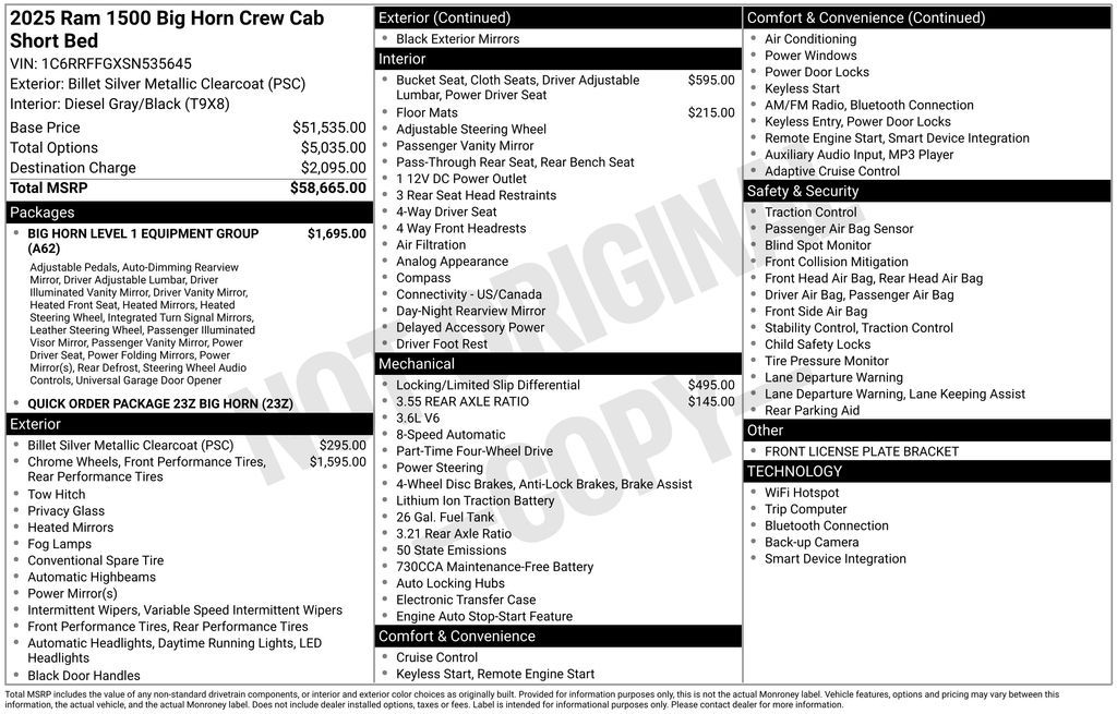 Used 2025 Ram 1500 Big Horn/Lone Star 4D Crew Cab