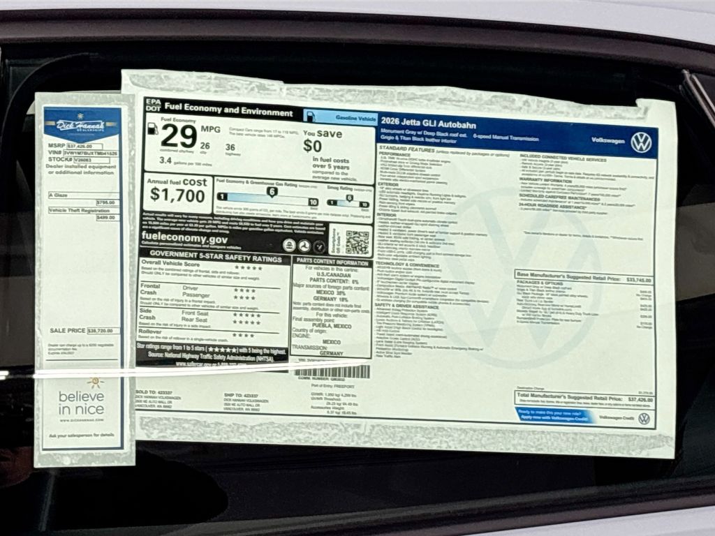 2026 Volkswagen Jetta GLI 2.0T Autobahn