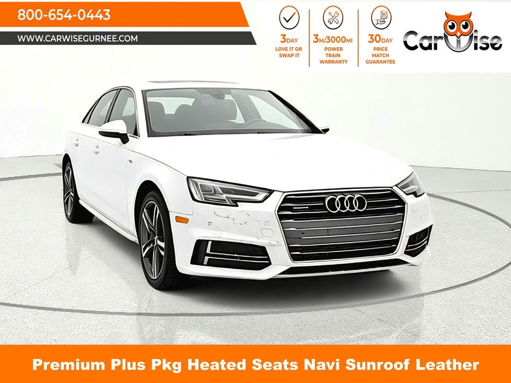 Glacier White 2018 Audi A4 2.0 TFSI quattro Premium Plus AWD Sedan All-Wheel Drive 7-Speed Automatic
