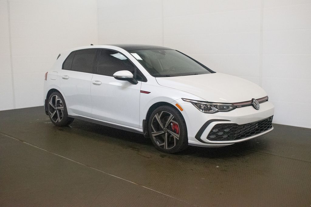 Opal White Pearl 2024 Volkswagen Golf GTI Hatchback Front-Wheel Drive 7-Speed Dual Clutch