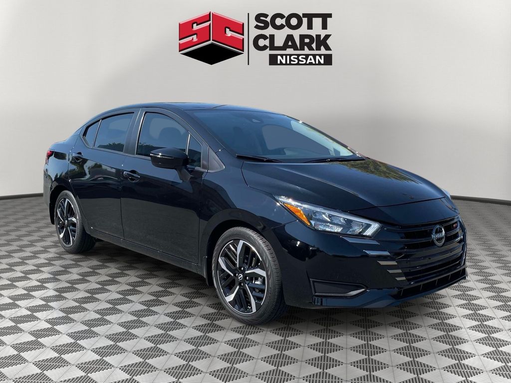 Black 2025 Nissan Versa Sedan Front-Wheel Drive Continuously Variable Transmission