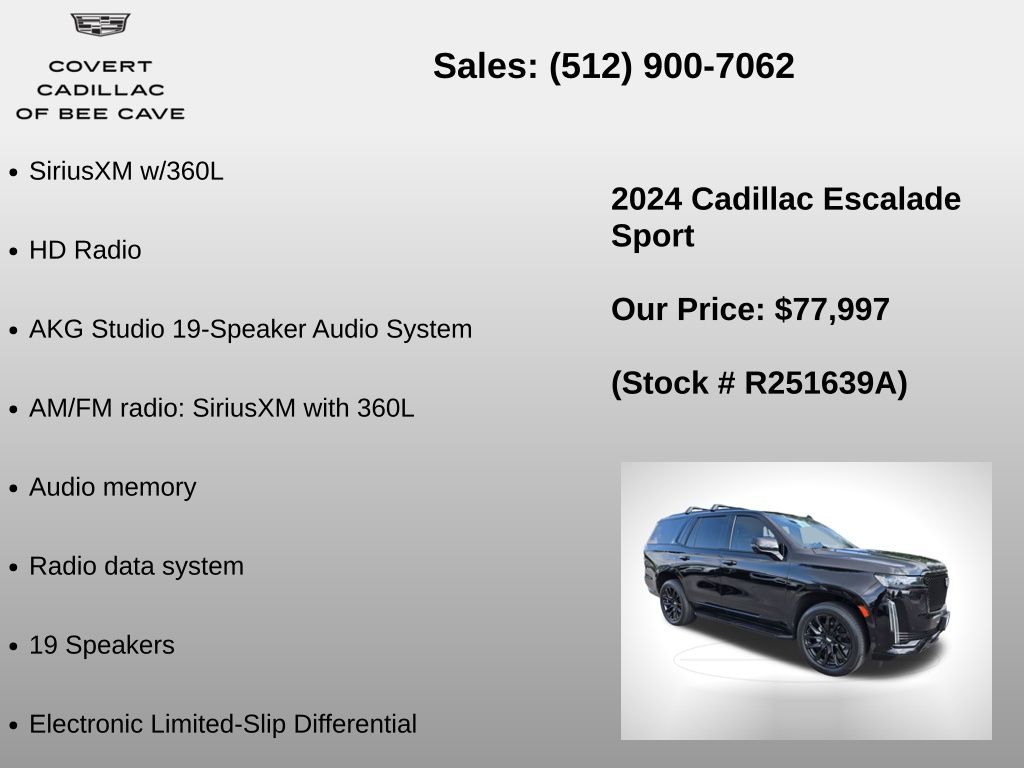 Used Car 2024 Cadillac Escalade  Sport For Sale Under $80,000 In Austin, Texas