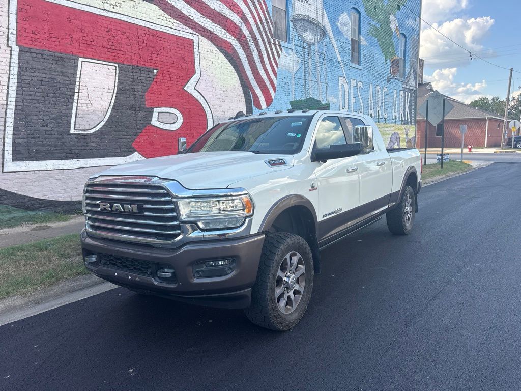 Pearl White 2019 RAM 3500 Pickup Truck Four-Wheel Drive 6-Speed Automatic