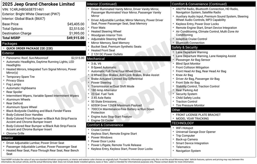 New Car 2025 Jeep Grand Cherokee  Limited For Sale Under $40,000 In Austin, Texas