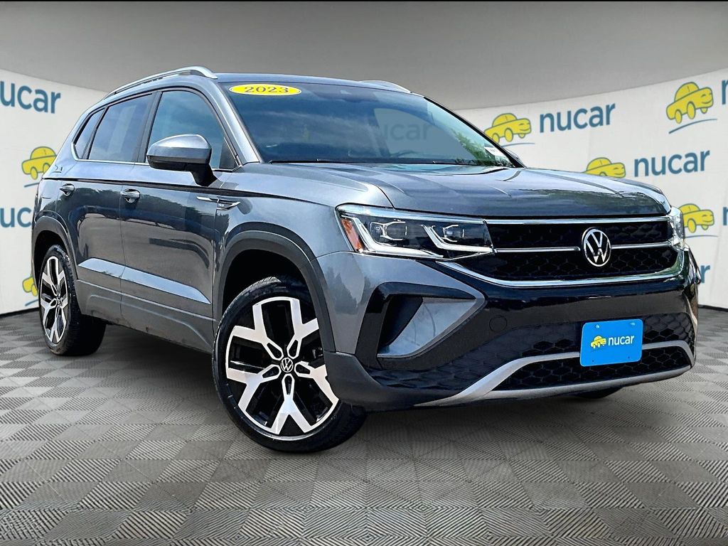 Platinum Gray Metallic 2023 Volkswagen Taos SUV / Crossover All-Wheel Drive 7-Speed Dual Clutch