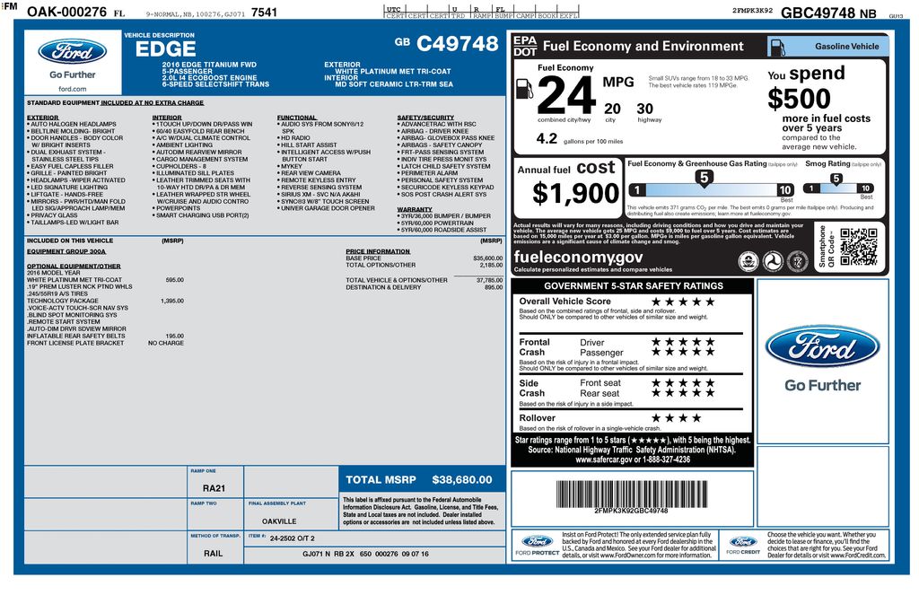 Used 2016 White Ford Titanium image 5