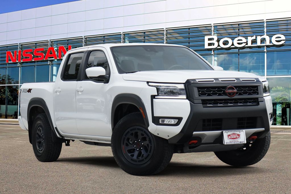 Glacier White 2025 Nissan Frontier PRO-4X Crew Cab 4WD Pickup Truck Four-Wheel Drive 9-Speed Automatic Overdrive