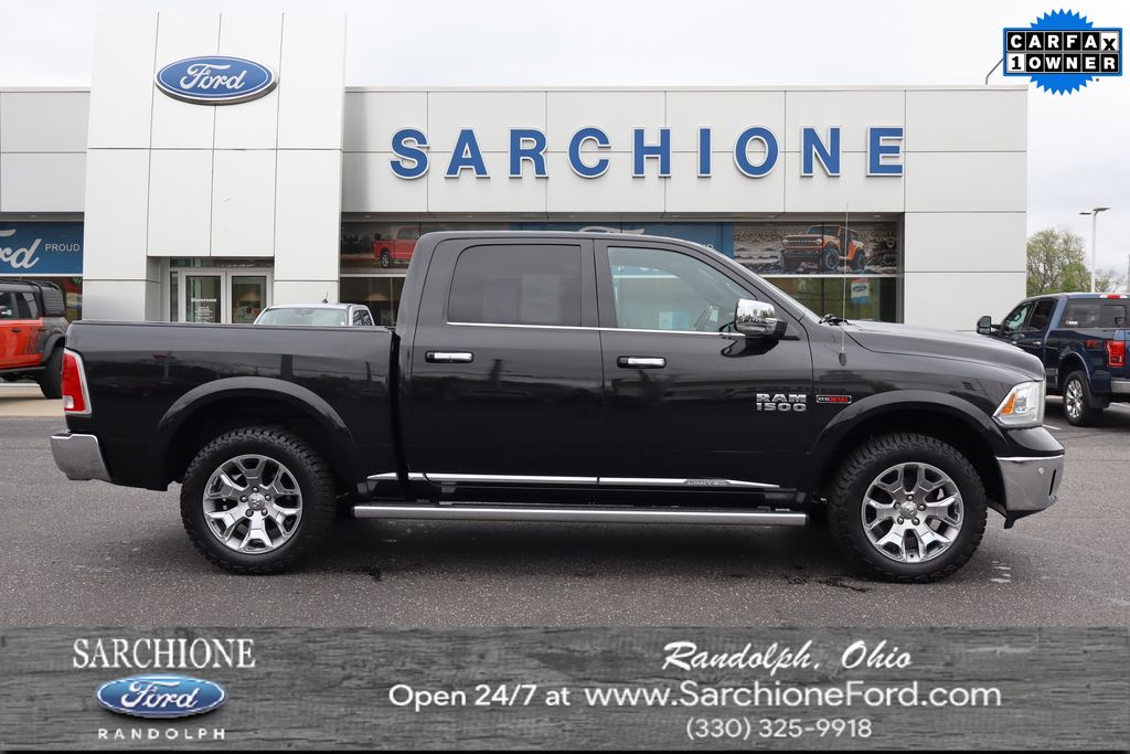 Brilliant Black Crystal Pearlcoat 2015 RAM 1500 Laramie Longhorn Crew Cab 4WD Pickup Truck Four-Wheel Drive 8-Speed Automatic