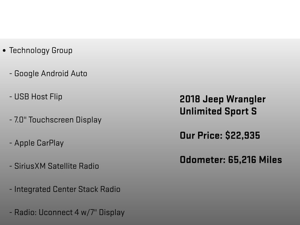 2018 Jeep Wrangler Unlimited Sport S Gray at Rochrich Mazda