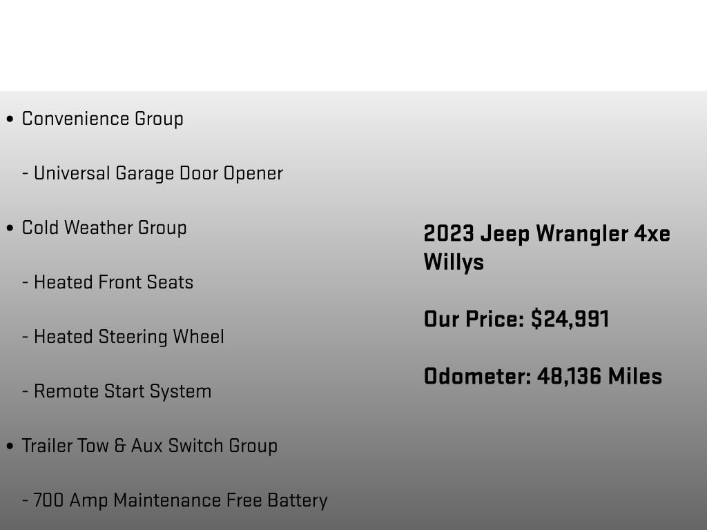 2023 Jeep Wrangler Base 4xe Gray at Klick Lewis Buick Chevrolet
