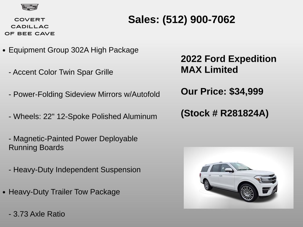 Used Car 2022 Ford Expedition Max  Limited For Sale Under $35,000 In Austin, Texas