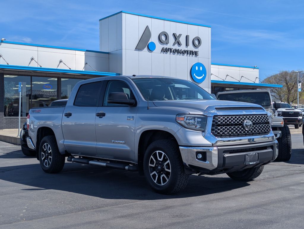 Silver 2018 Toyota Tundra SR5 CrewMax 5.7L 4WD Pickup Truck Four-Wheel Drive 6-Speed Automatic Overdrive