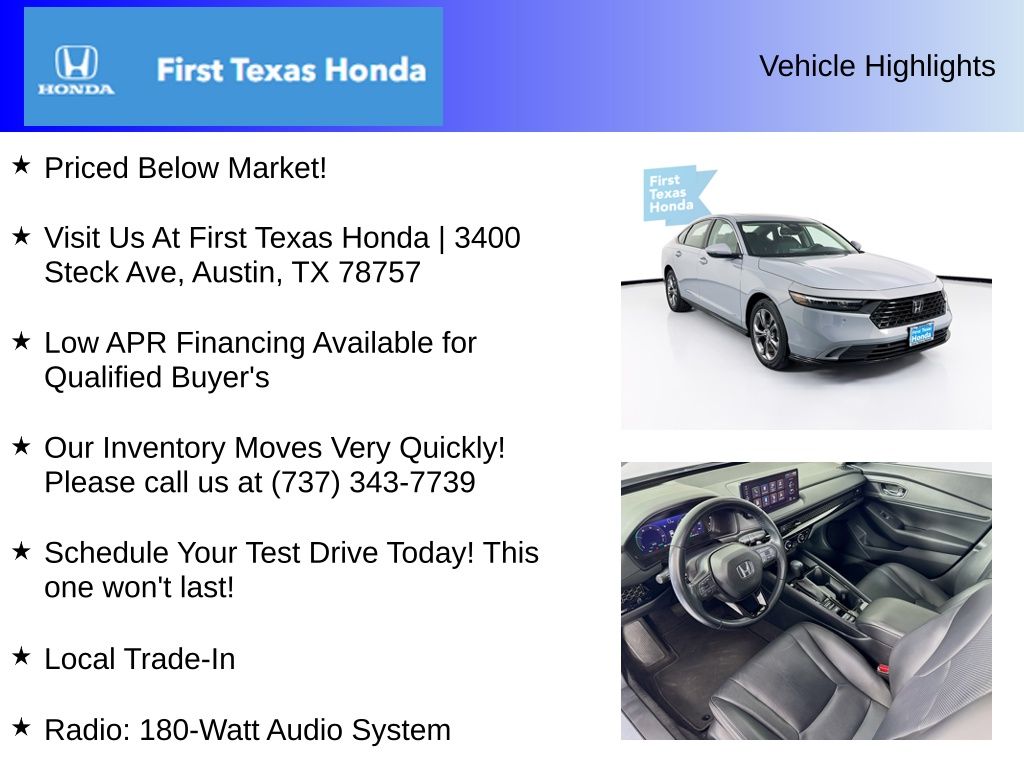 Used Car 2023 Honda Accord Hybrid  Ex-l For Sale Under $30,000 In Austin, Texas