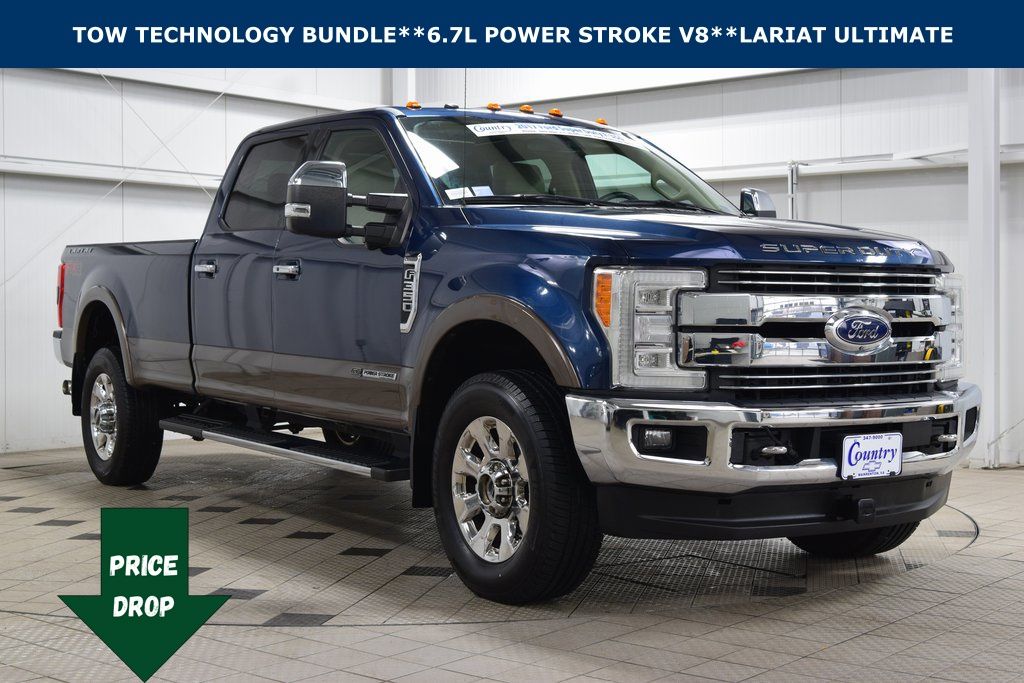 Blue 2017 Ford F-350 Super Duty Lariat Crew Cab 4WD Pickup Truck Four-Wheel Drive 6-Speed Automatic