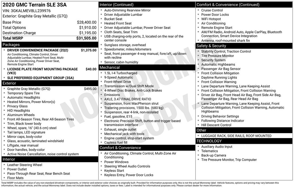 Used 2020 Gray GMC SLE image 6