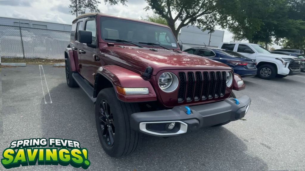 Used 2022 Jeep Wrangler Unlimited Sahara 4XE with VIN 1C4JJXP65NW123981 for sale in Jacksonville, FL