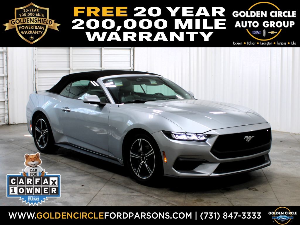 Iconic Silver Metallic 2024 Ford Mustang Convertible Rear-Wheel Drive Automatic