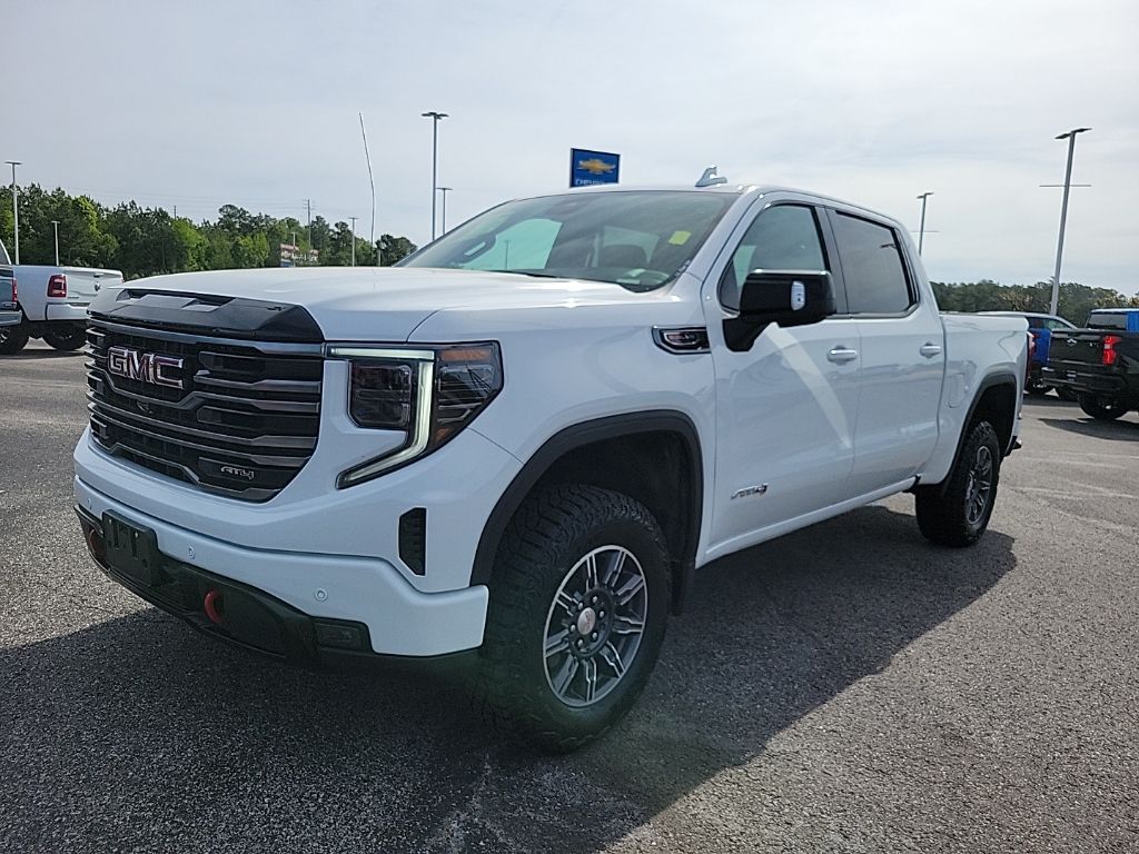 Summit White 2025 GMC Sierra 1500 AT4 Crew Cab 4WD Pickup Truck Four-Wheel Drive Automatic