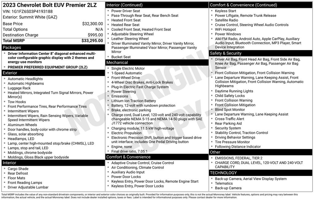 Used 2023 Chevrolet Bolt EUV Premier 4D Sport Utility