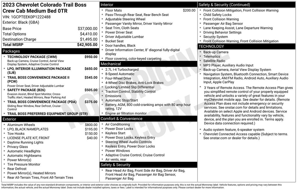 Used 2023 Black Chevrolet Trail Boss image 8