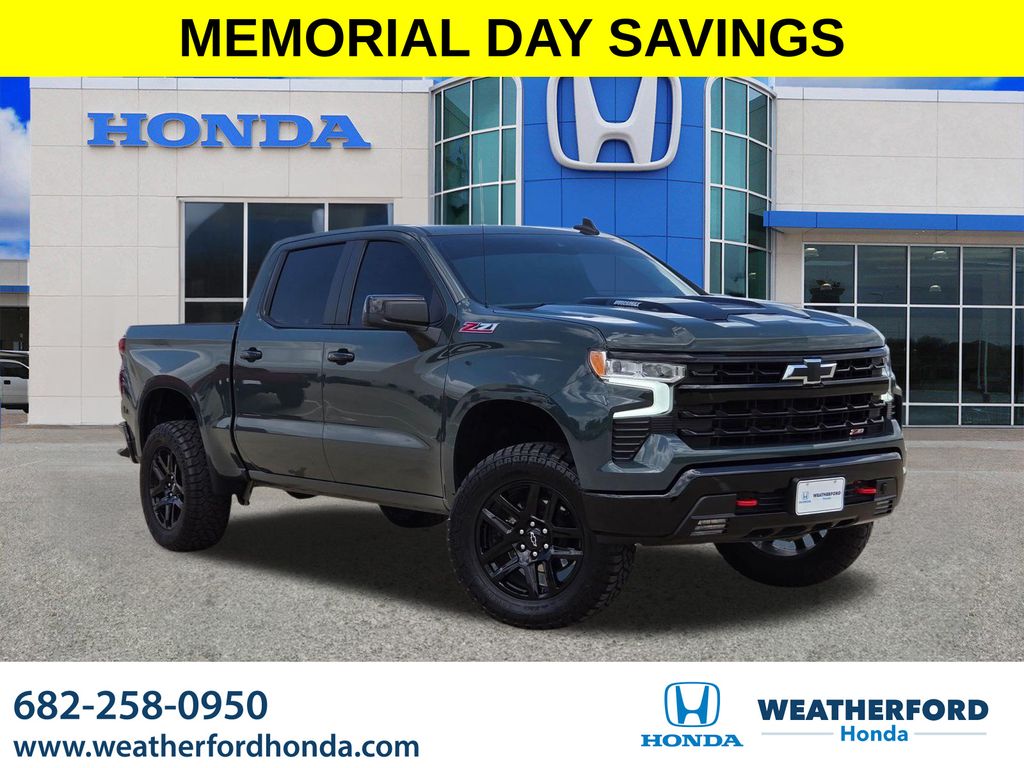 Cypress Gray 2025 Chevrolet Silverado 1500 LT Trail Boss Crew Cab 4WD Pickup Truck Four-Wheel Drive Automatic