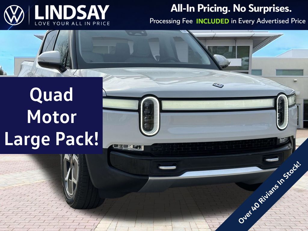 Glacier White 2023 Rivian R1T Adventure Quad Motor Crew Cab AWD Pickup Truck All-Wheel Drive 1-Speed Automatic