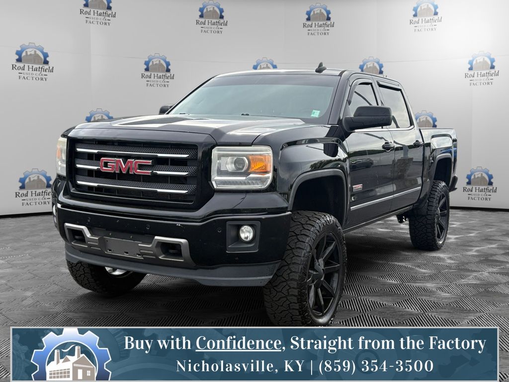 Black 2015 GMC Sierra 1500 SLT Crew Cab 4WD Pickup Truck Four-Wheel Drive 6-Speed Automatic Overdrive