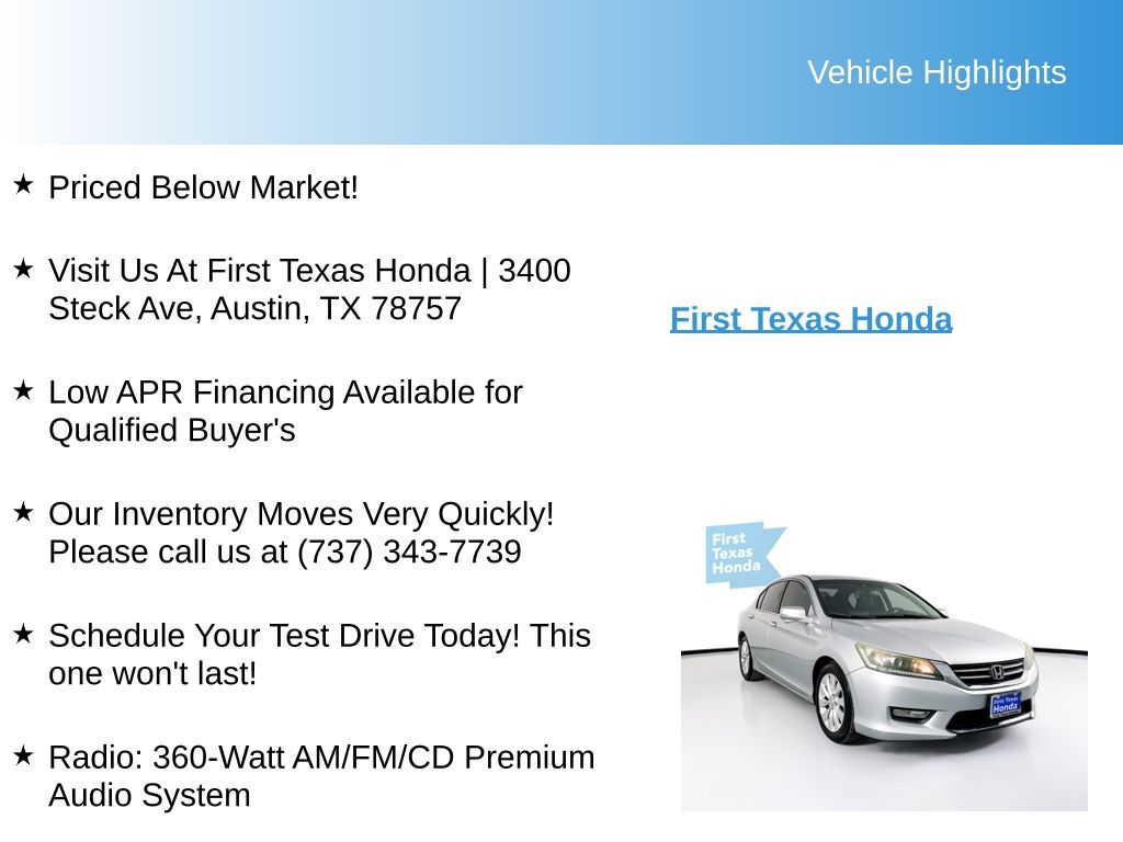 Used Car 2013 Honda Accord  Ex-l For Sale Under $12,000 In Austin, Texas