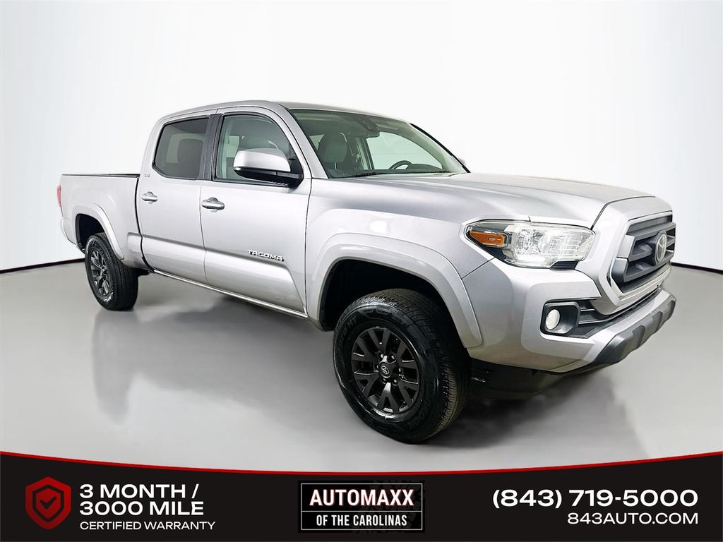 Silver 2021 Toyota Tacoma SR5 V6 Double Cab LB 4WD Pickup Truck Four-Wheel Drive 6-Speed Automatic