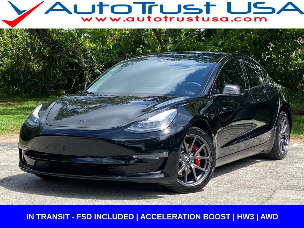 Solid Black 2019 Tesla Model 3 Sedan All-Wheel Drive 1-Speed Automatic
