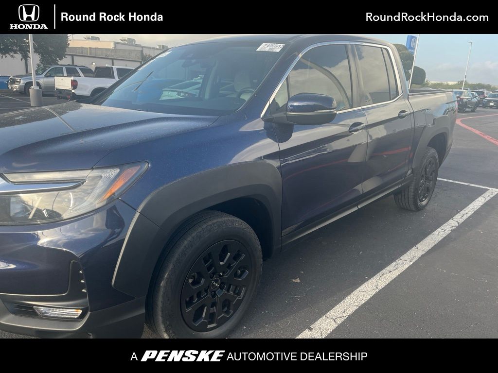 Black (Obsidian Blue Pearl) 2023 Honda Ridgeline Pickup Truck All-Wheel Drive 9-Speed Automatic