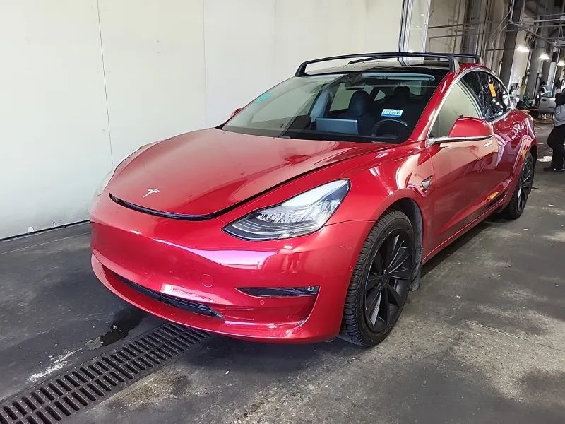 Red Multi-Coat 2019 Tesla Model 3 Sedan All-Wheel Drive 1-Speed Automatic