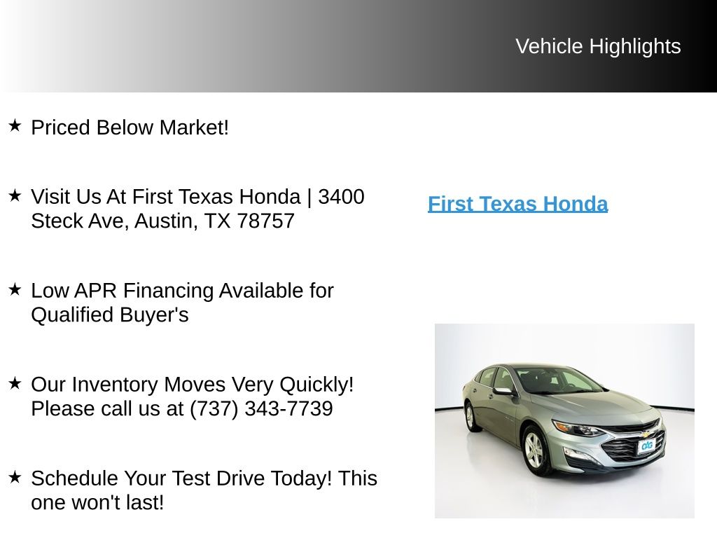 Used Car 2024 Chevrolet Malibu  Lt For Sale Under $20,000 In Austin, Texas