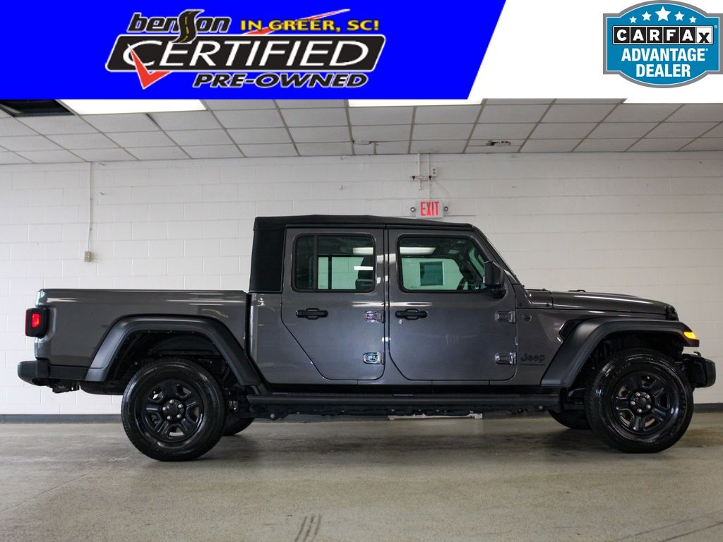 Gray (Granite Crystal Metallic Clearcoat) 2024 Jeep Gladiator Sport Crew Cab 4WD Pickup Truck Four-Wheel Drive 8-Speed Automatic