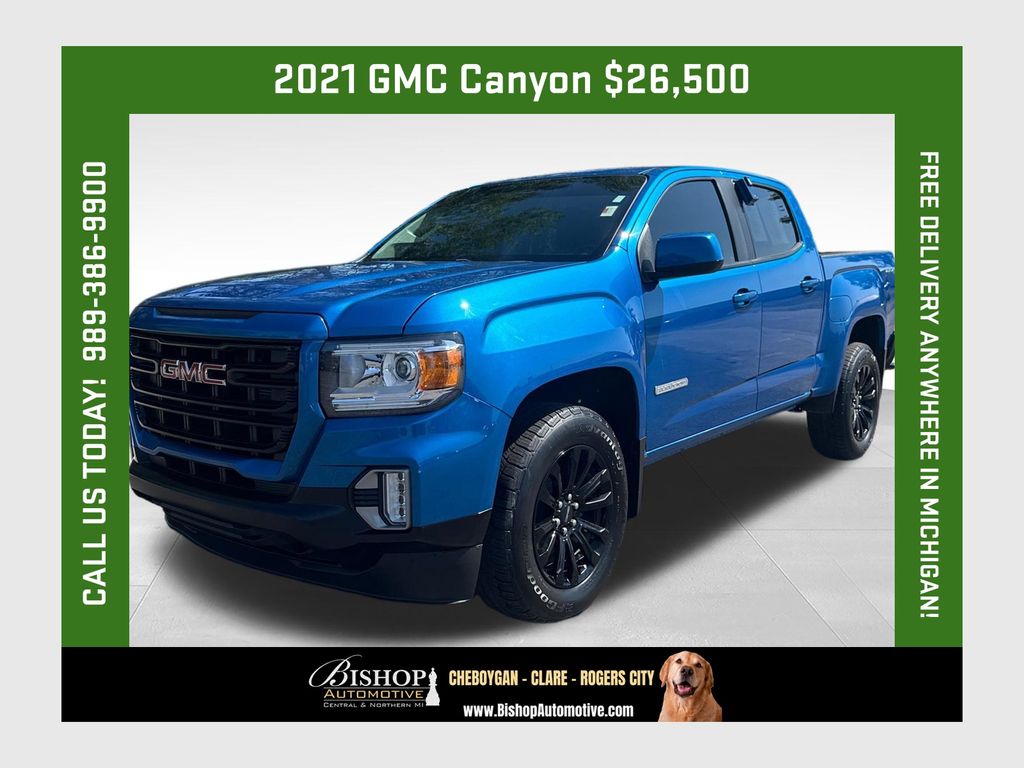 Dynamic Blue Metallic 2021 GMC Canyon Pickup Truck Four-Wheel Drive 8-Speed Automatic