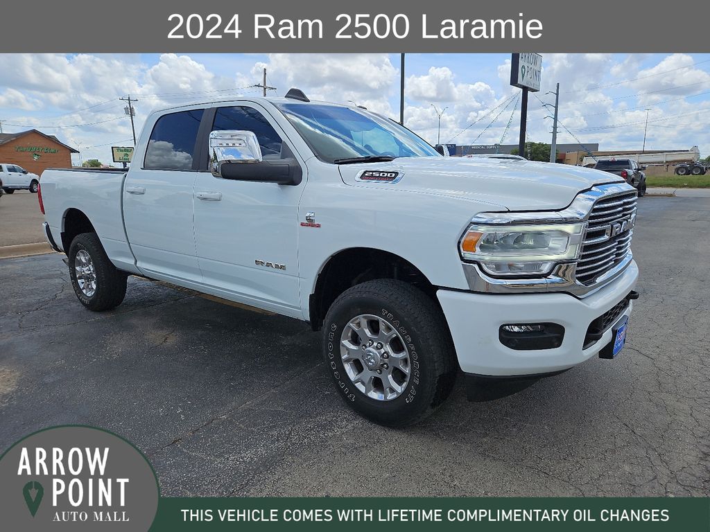Bright White Clearcoat 2024 RAM 2500 Laramie Crew Cab 4WD Pickup Truck Four-Wheel Drive 6-Speed Automatic