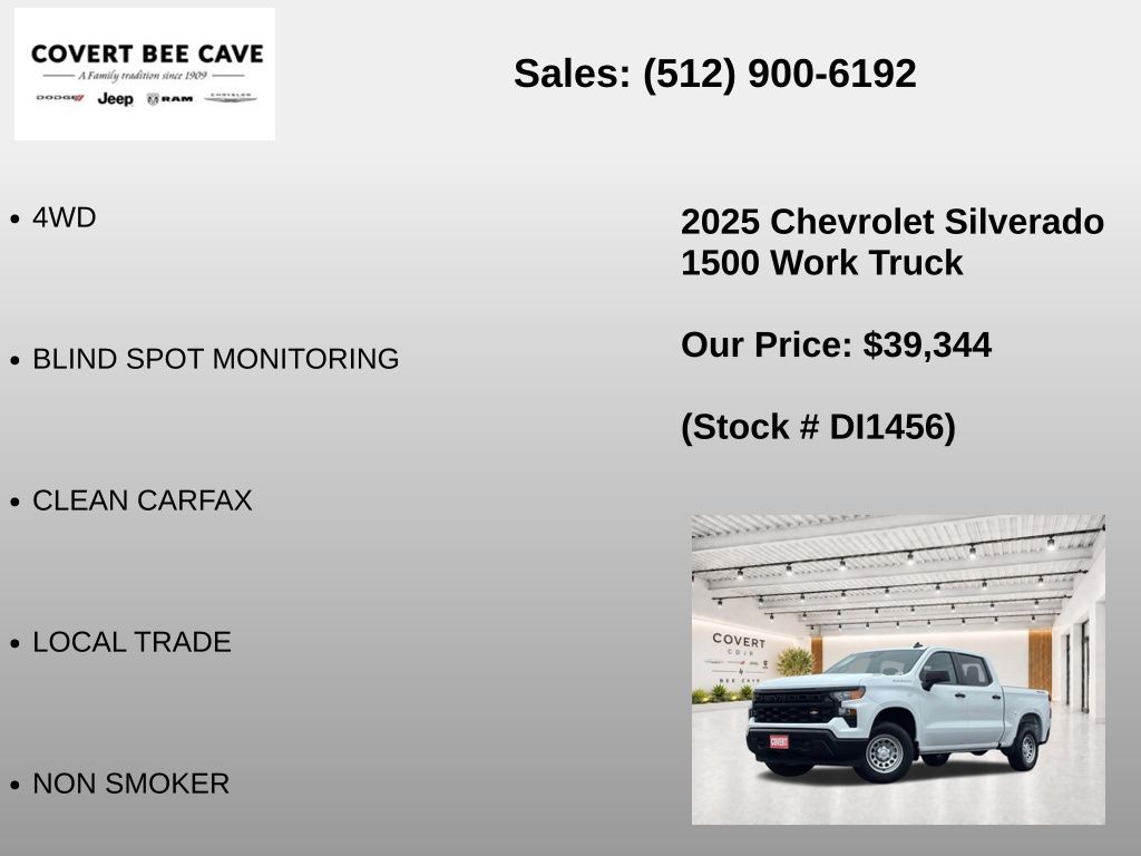 Used Car 2025 Chevrolet Silverado 1500  Crew Pickup 4wd Crew Cab 147 Work Truck Four Wheel Drive For Sale Under $40,000 In Austin, Texas