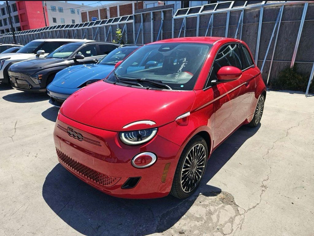 Red by (Red) 2024 FIAT 500e Hatchback 1-Speed Automatic