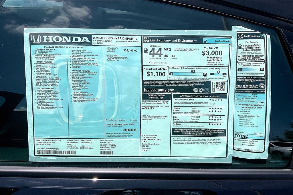 New 2026 Honda Accord Hybrid Sedan
