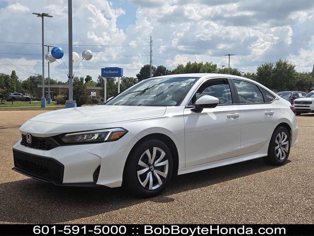 Platinum White Pearl 2025 Honda Civic Sedan Front-Wheel Drive Continuously Variable Transmission