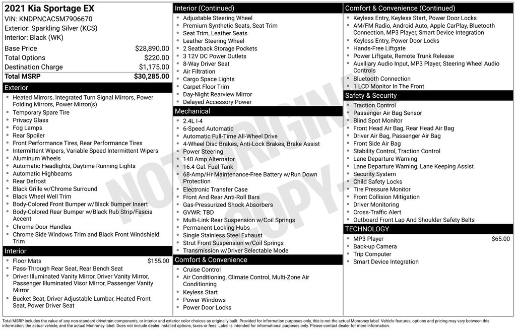 used 2021 Kia Sportage car, priced at $16,400