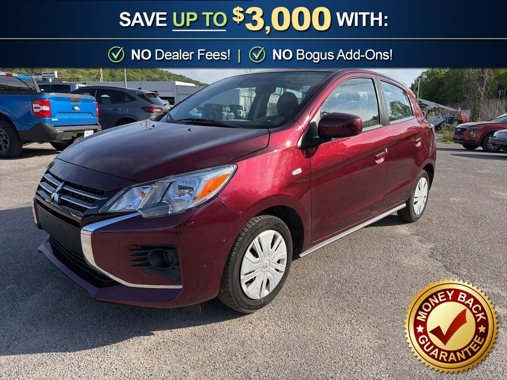 Red (Burgundy) 2024 Mitsubishi Mirage ES FWD Hatchback Front-Wheel Drive Continuously Variable Transmission