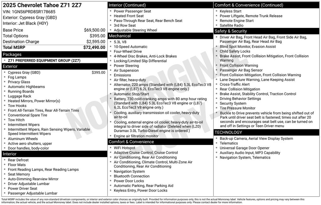 2025 Chevrolet Tahoe Z71 Gray at Bob Mills Chevrolet