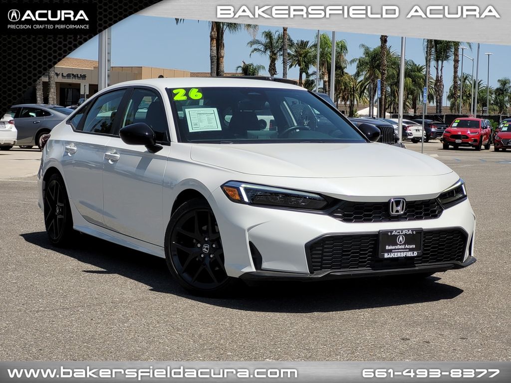 Platinum White 2026 Honda Civic Sedan Front-Wheel Drive Continuously Variable Transmission
