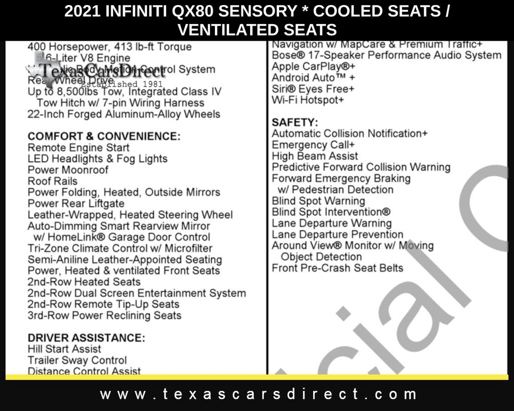 2021 INFINITI QX80 Sensory 10