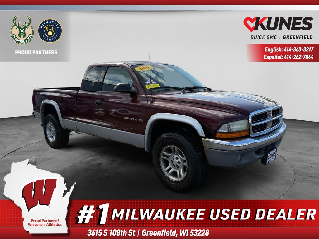 Black 2001 Dodge Dakota Pickup Truck Four-Wheel Drive 4-Speed Automatic Overdrive
