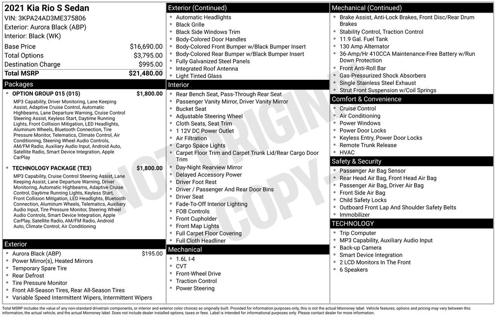 Certified Used 2021 Black Kia S image 2