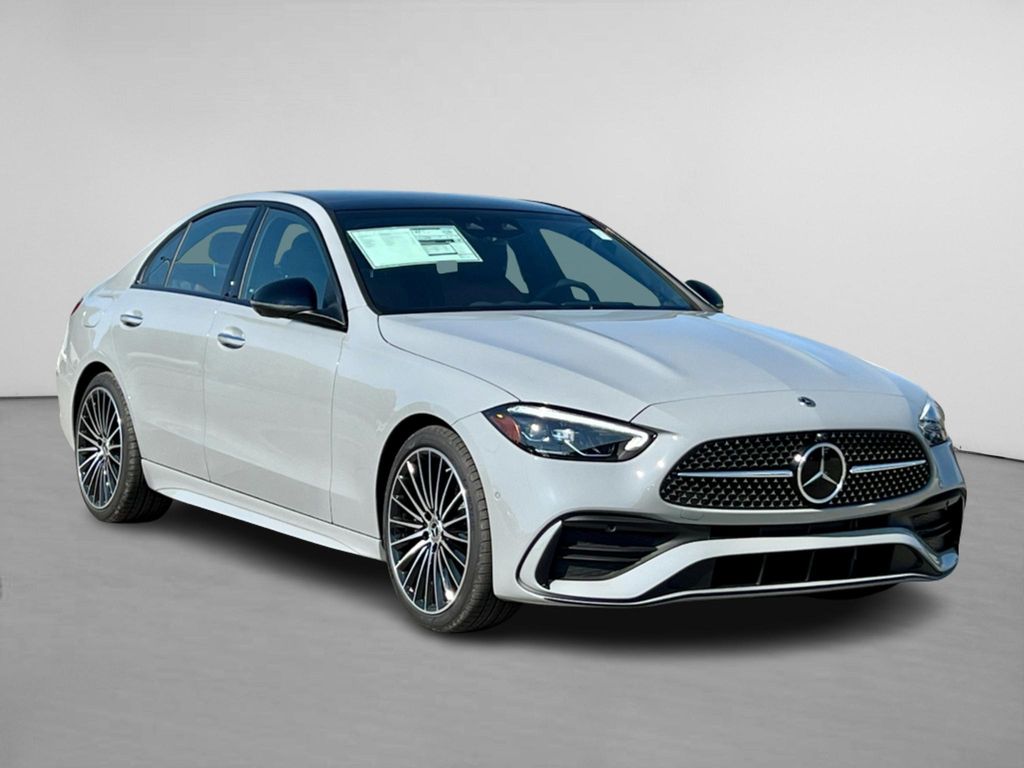 Gray (MANUFAKTUR Alpine Grey) 2025 Mercedes-Benz C-Class Sedan All-Wheel Drive 9-Speed Automatic