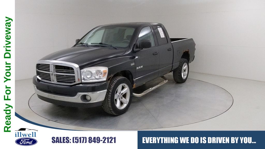 Brilliant Black Crystal Pearlcoat 2008 Dodge RAM 1500 SLT Quad Cab 4WD Pickup Truck Four-Wheel Drive 5-Speed Automatic